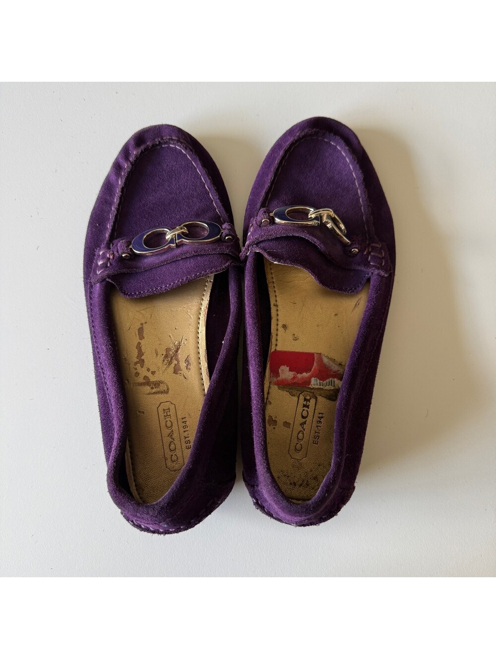 Coach Fortunata Purple Suede Turnlock Driving Loafers Moccasins Preppy Y2K Sz 5